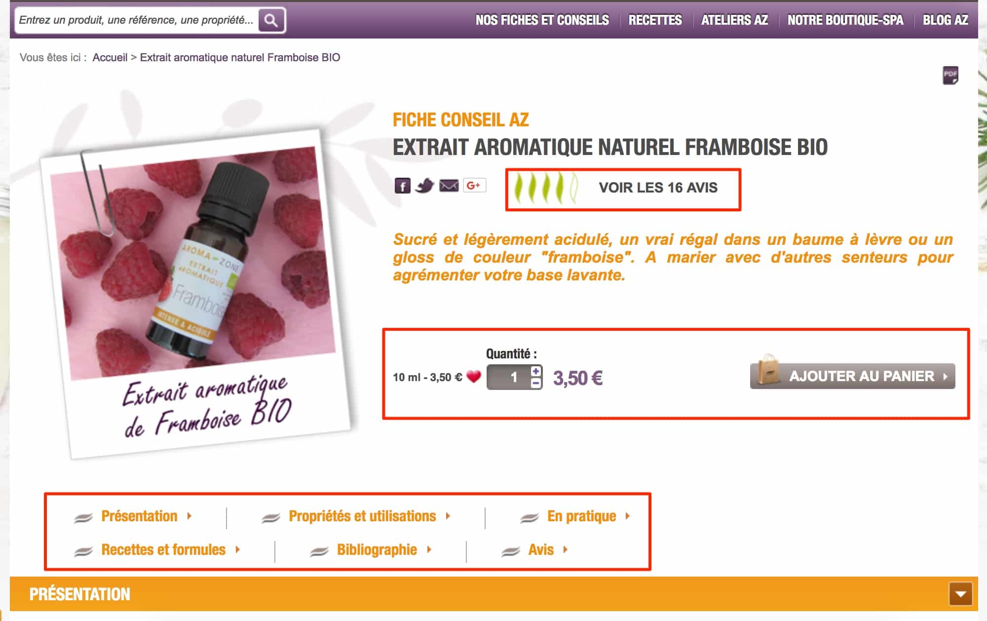 Un exemple de page produit optimisée pour le référencement naturel Un exemple de page produit optimisée pour le référencement naturel